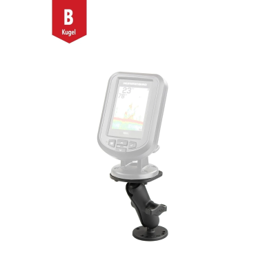 Marine-Aufbauhalterung Humminbird Piranha -  (1 Zoll), runde Basisplatte (AMPS), mittlerer Verbindungsarm, Adapterplatte