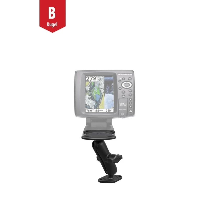 Marine-Aufbauhalterung Humminbird/Apelco -  (1 Zoll), Diamond Basisplatte (Trapez), mittlerer Verbindungsarm, Adapterplatte