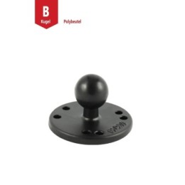 RAM Mounts Base Plate Round - B-Ball (1 Inch), Plate Diameter 63.5 mm, AMPS Hole Grid