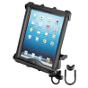 Handlebar/tube mount 10 inch tablets - (1 inch), tube clamp, centre connecting arm, Tab-Tite holder shell