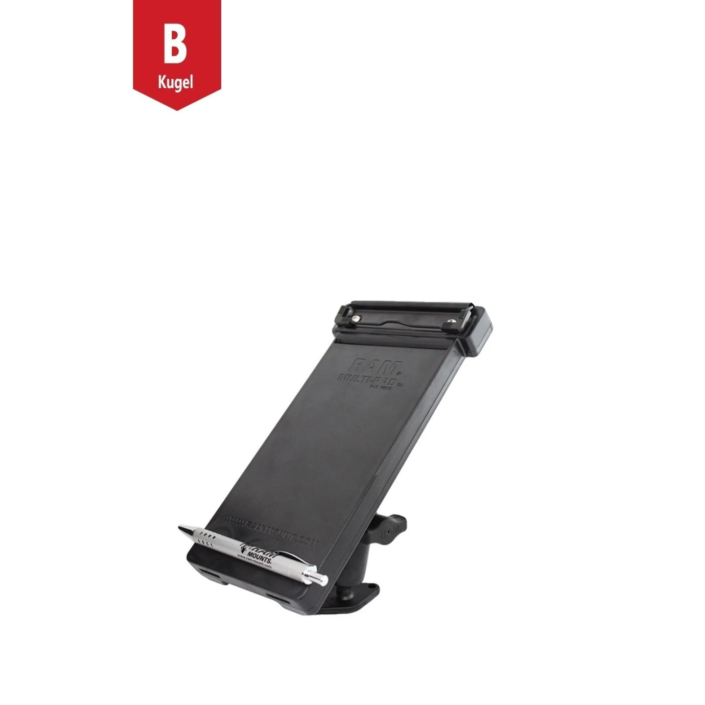 Aufbau-Halterung mit Notizblock-Tray -  (1 Zoll), mit Diamond-Basisplatte (Trapez)