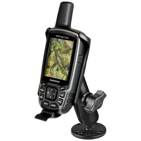 Aufbau-Halterung Garmin GPSMAP 62/64 -  (1 Zoll), mittlerer Verbindungsarm, runde Basisplatte (AMPS)