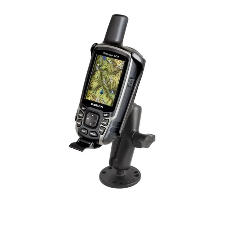 Aufbau-Halterung Garmin GPSMAP 62/64 -  (1 Zoll), mittlerer Verbindungsarm, runde Basisplatte (AMPS)