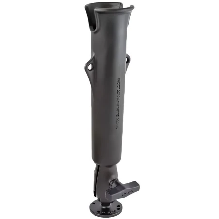 Flute holder for fishing rods - suitable for salt water, round base plate (AMPS), connecting arm