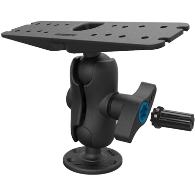 Aufbau-Set mit Pin-Lock Sicherung - runde Basisplatte, kurzer Verbindungsarm mit Pin-Lock Inlet, Pin-Lock Adapter