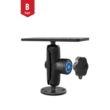 Aufbau-Set mit Pin-Lock Sicherung -  (1 Zoll), runde Basisplatte (AMPS), mittlerer Verbindungsarm mit Pin-Lock Sicherung