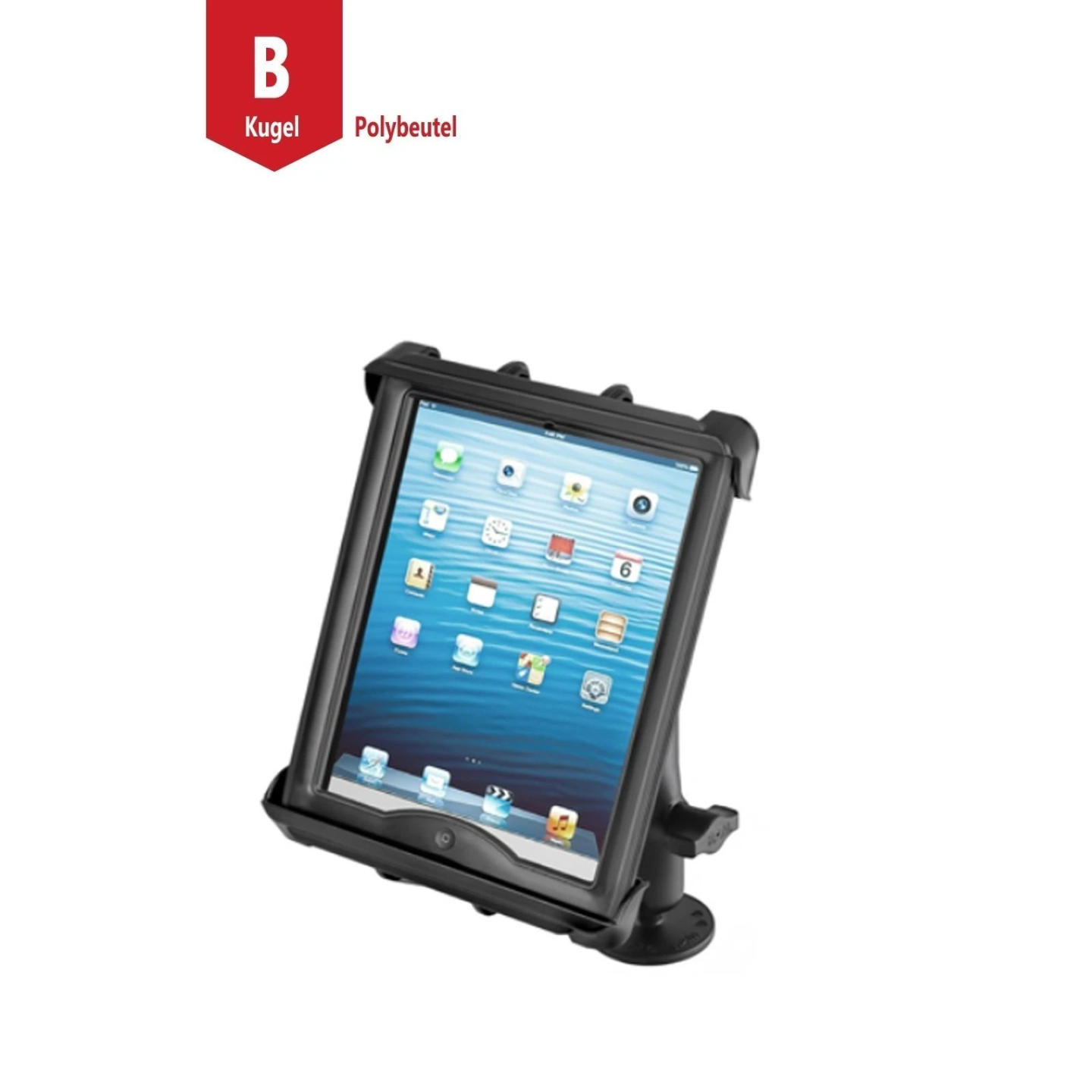 Aufbau-Halterung 10 Zoll Tablets -  (1 Zoll), mittlerer Verbindungsarm, runde Basisplatten (AMPS)