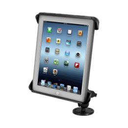 Aufbau-Halterung 10 Zoll Tablets -  (1 Zoll), runde Basisplatte (AMPS), mittlerer Verbindungsarm, Tab-Tite Halteschale