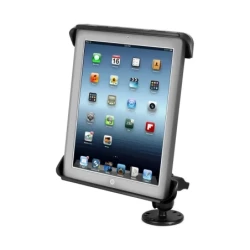 Aufbau-Halterung 10 Zoll Tablets -  (1 Zoll), runde Basisplatte (AMPS), mittlerer Verbindungsarm, Tab-Tite Halteschale