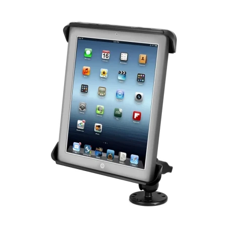 Aufbau-Halterung 10 Zoll Tablets -  (1 Zoll), runde Basisplatte (AMPS), mittlerer Verbindungsarm, Tab-Tite Halteschale
