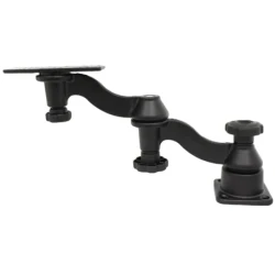 Double swivel arm for marine GPS - horizontal base, rectangular universal plate (approx. 158 x 50 mm, various hole patterns)