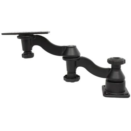 Double swivel arm for marine GPS - horizontal base, rectangular universal plate (approx. 158 x 50 mm, various hole patterns)