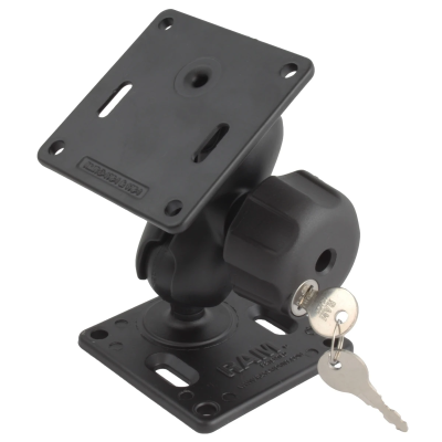 Aufbau-Set - 2x VESA-Platte (75x75 mm Lochraster), kurzer Verbindungsarm mit Sicherungsschloss