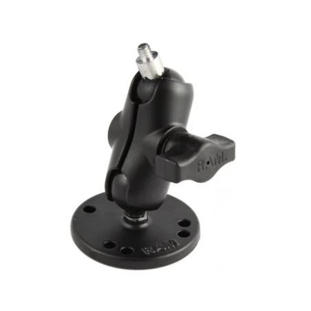 Mounting set for cameras - (1 inch), round base plate (AMPS), short connecting arm, ball with 1/4"-20 grub screw