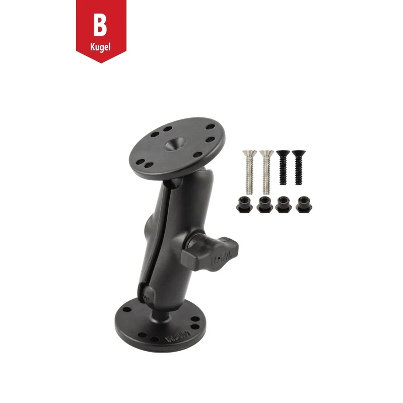 Marine-Set Garmin 7200 -  (1 Zoll), 2x runde Basisplatten (AMPS), mittlerer Verbindungsarm, Schrauben-Set