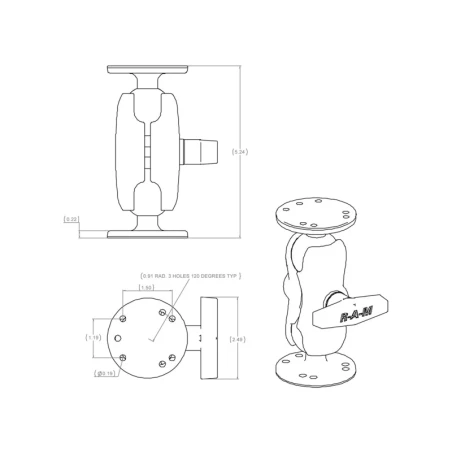 Aufbau-Set - 2x runde Basisplatte (AMPS), kurzer Verbindungsarm