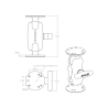 Assembly set - 2x round base plate (AMPS), short connecting arm