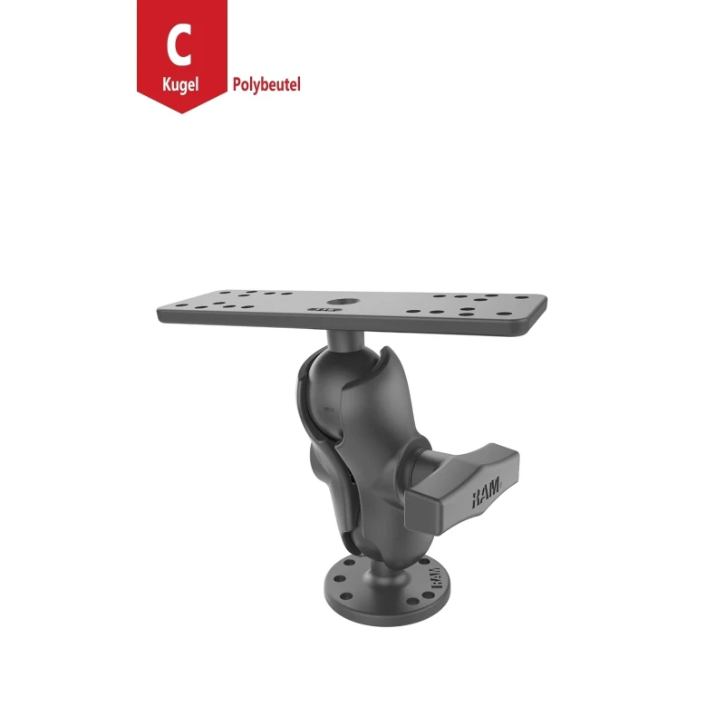 Assembly set - round base plate (AMPS), short connecting arm, adapter plate (various hole patterns)