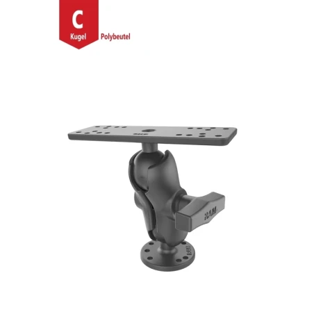 Assembly set - round base plate (AMPS), short connecting arm, adapter plate (various hole patterns)