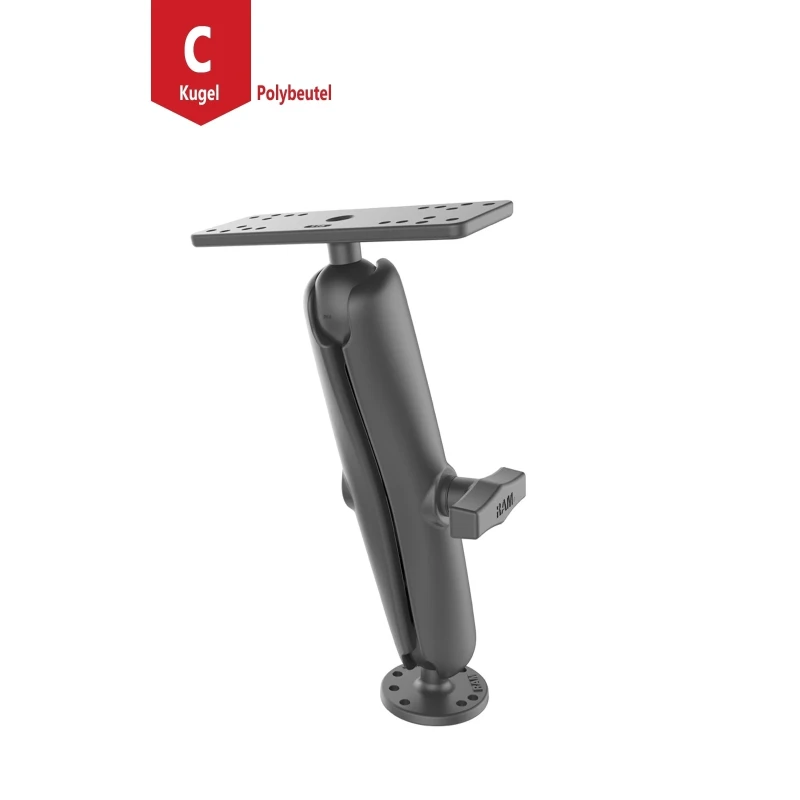 Aufbau-Set - runde Basisplatte (AMPS), langer Verbindungsarm, Adapter-Platte (div. Lochraster)