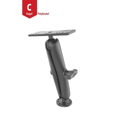 Aufbau-Set - runde Basisplatte (AMPS), langer Verbindungsarm, Adapter-Platte (div. Lochraster)