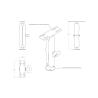 Assembly set - round base plate (AMPS), long connecting arm, adapter plate (various hole patterns)