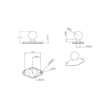 RAM Mounts Diamond-Basisplatte (Trapez) - B-Kugel (1 Zoll), 2-Loch AMPS-Lochraster