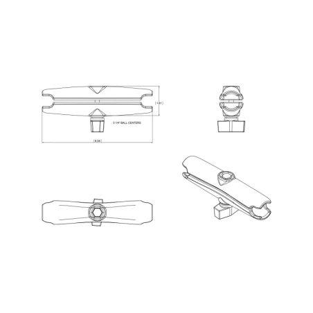 Aufbau-Set -  (1 Zoll), 2x runde Basisplatte (AMPS), langer Verbindungsarm