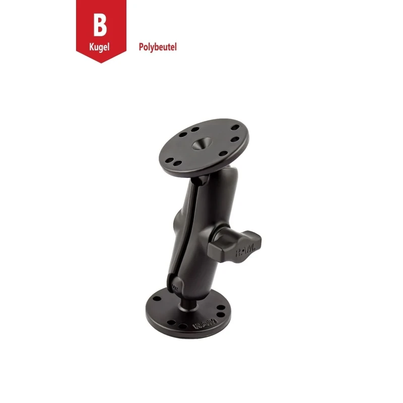 Aufbau-Set -  (1 Zoll), 2x runde Basisplatten (AMPS), mittlerer Verbindungsarm