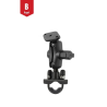 Handlebar set - (1 inch), tube clamp, short connecting arm, Diamond base plate (trapezoid)