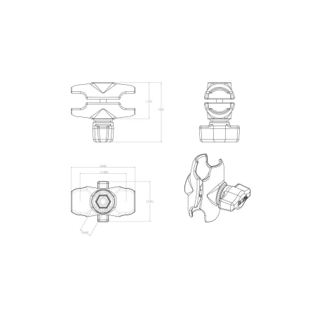 RAM MOUNTS Double Socket Arm for 1" B-Balls - short