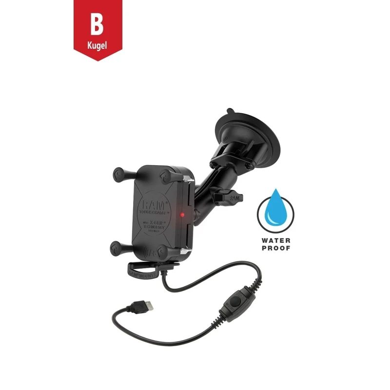 Tough-Charge X-Grip Saugfuss-Halterung für Smartphones mit Ladefunktion -  (1 Zoll)