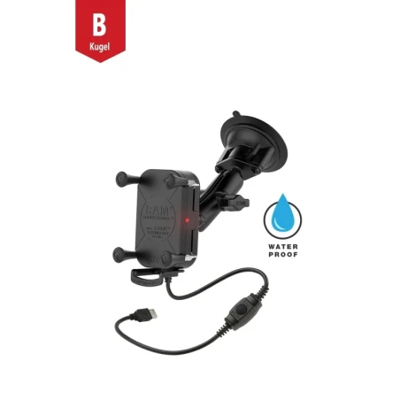 Tough-Charge X-Grip Saugfuss-Halterung für Smartphones mit Ladefunktion -  (1 Zoll)