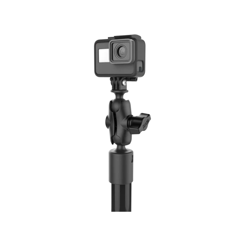 Tough-Pole GoPro Kamerahalterung für Tough-Track Schienen -  (1 Zoll), Gesamtlänge ca. 600 mm, Doppel T-Slot Basis