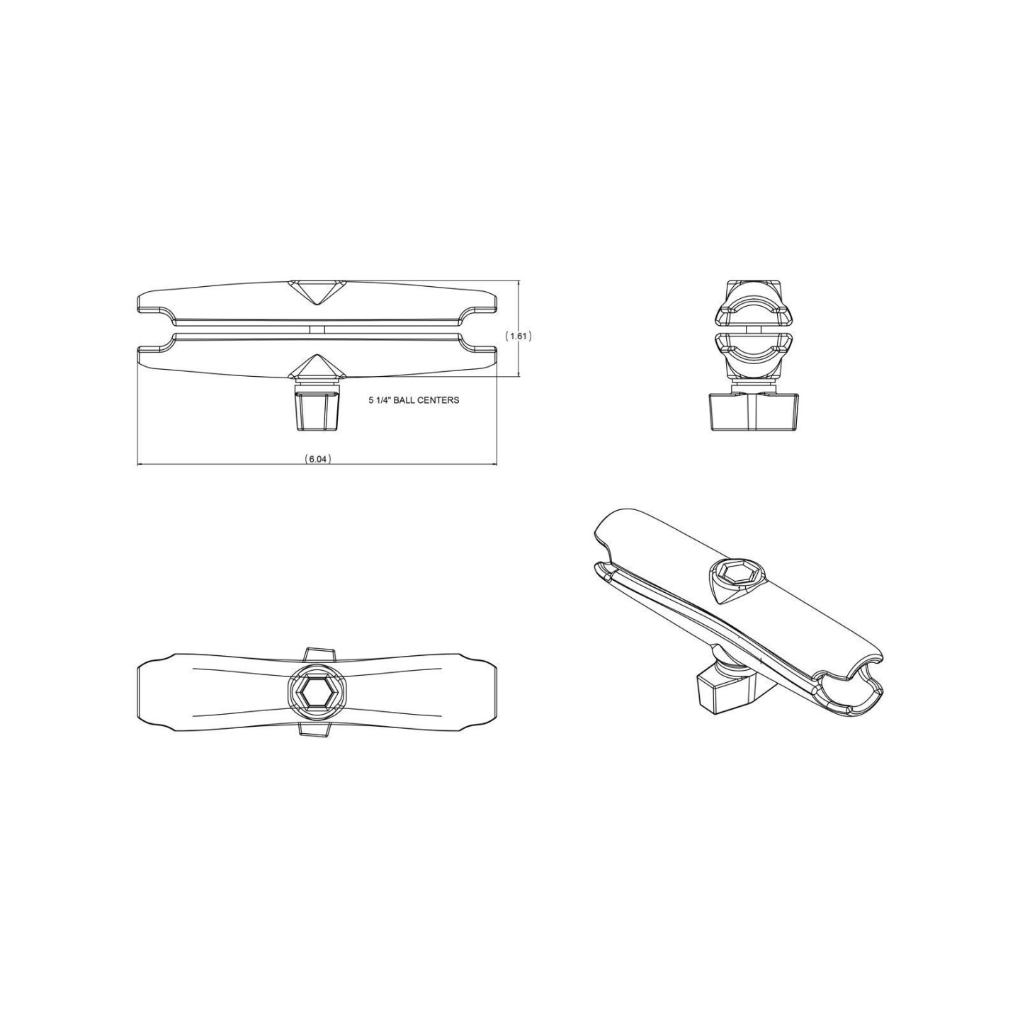 RAM Mounts Link Arm Long (approx. 154 mm) - for B-Balls (1 inch)