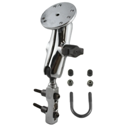 Chrom-Set für Motorräder - Basisbefestigung (Lenker/Bremse/Kupplung), mittlerer Verbindungsarm, runde Basisplatte (AMPS)