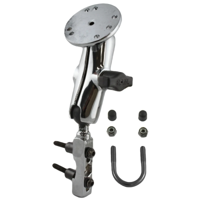 Chrom-Set für Motorräder - Basisbefestigung (Lenker/Bremse/Kupplung), mittlerer Verbindungsarm, runde Basisplatte (AMPS)