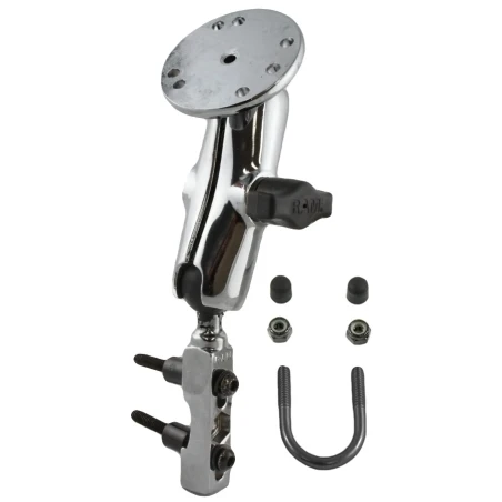 Chrom-Set für Motorräder - Basisbefestigung (Lenker/Bremse/Kupplung), mittlerer Verbindungsarm, runde Basisplatte (AMPS)