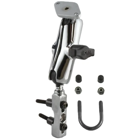 Chrom-Set für Motorräder - Basisbefestigung (Lenker/Bremse/Kupplung), mittlerer Verbindungsarm, Diamond Basisplatte (Trapez)
