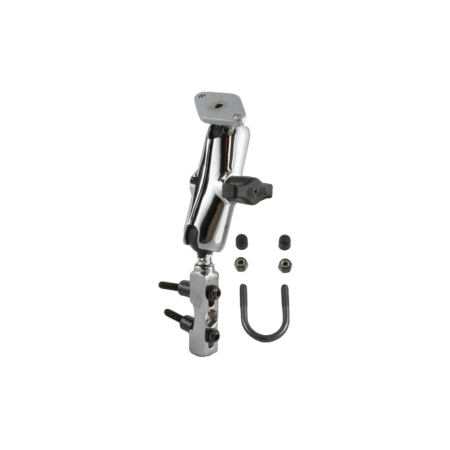 Chrom-Set für Motorräder - Basisbefestigung (Lenker/Bremse/Kupplung), mittlerer Verbindungsarm, Diamond Basisplatte (Trapez)