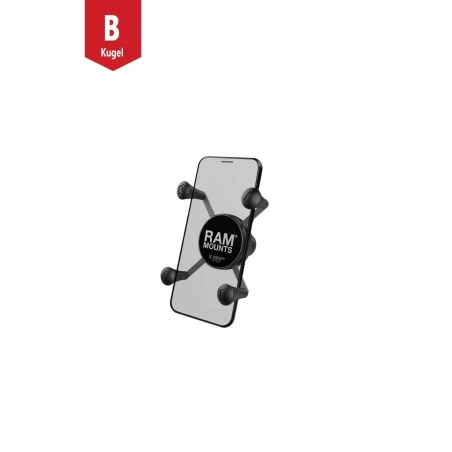 RAM Mounts X-Grip-Halteklammer für Smartphones klein bis 82,6 mm Breite - B-Kugel
