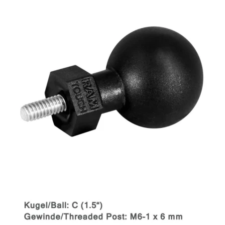 Tough-Ball mit M6-1 x 6 mm Gewindestift -  (1,5 Zoll)