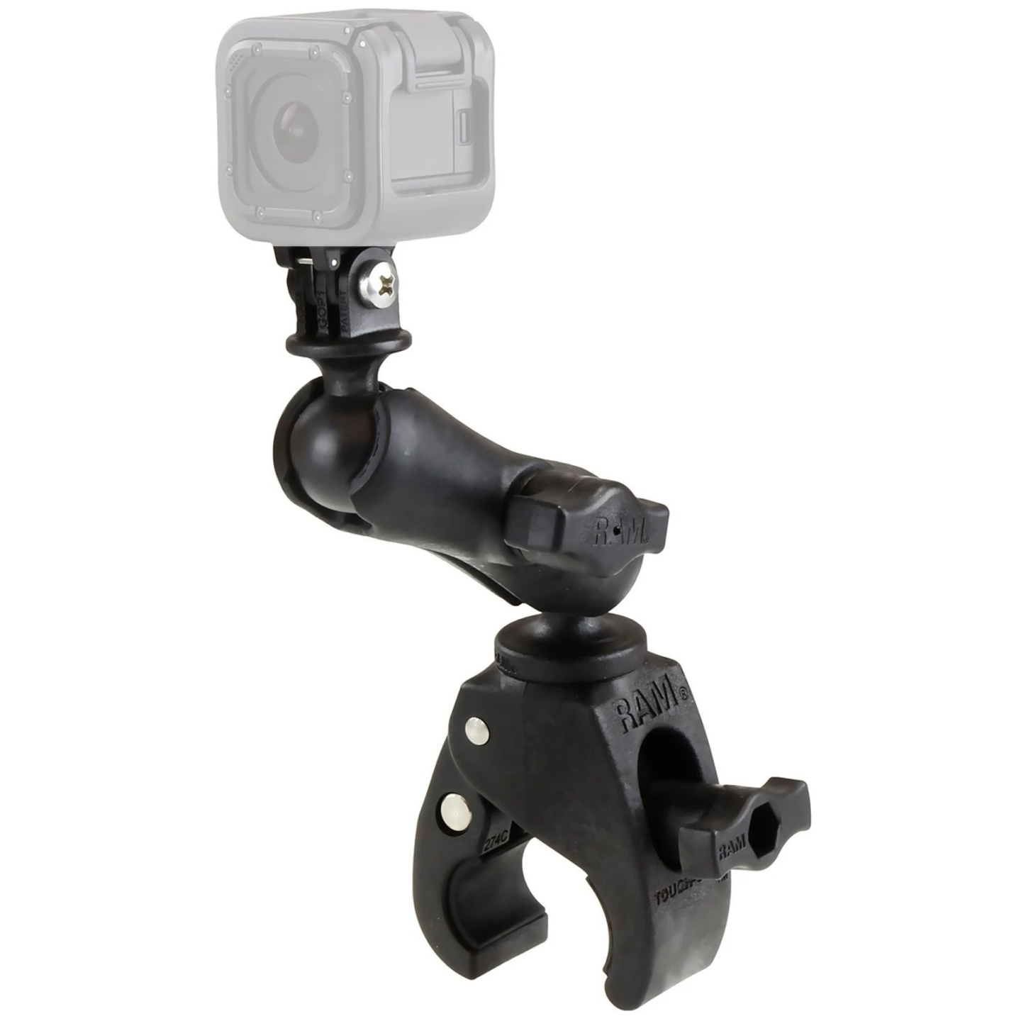 Tough-Claw Kamerahalterung GoPro -  (1 Zoll), Tough-Claw klein (Durchmesser 15,9-29,0 mm), Verbindungsarm (ca. 90 mm)