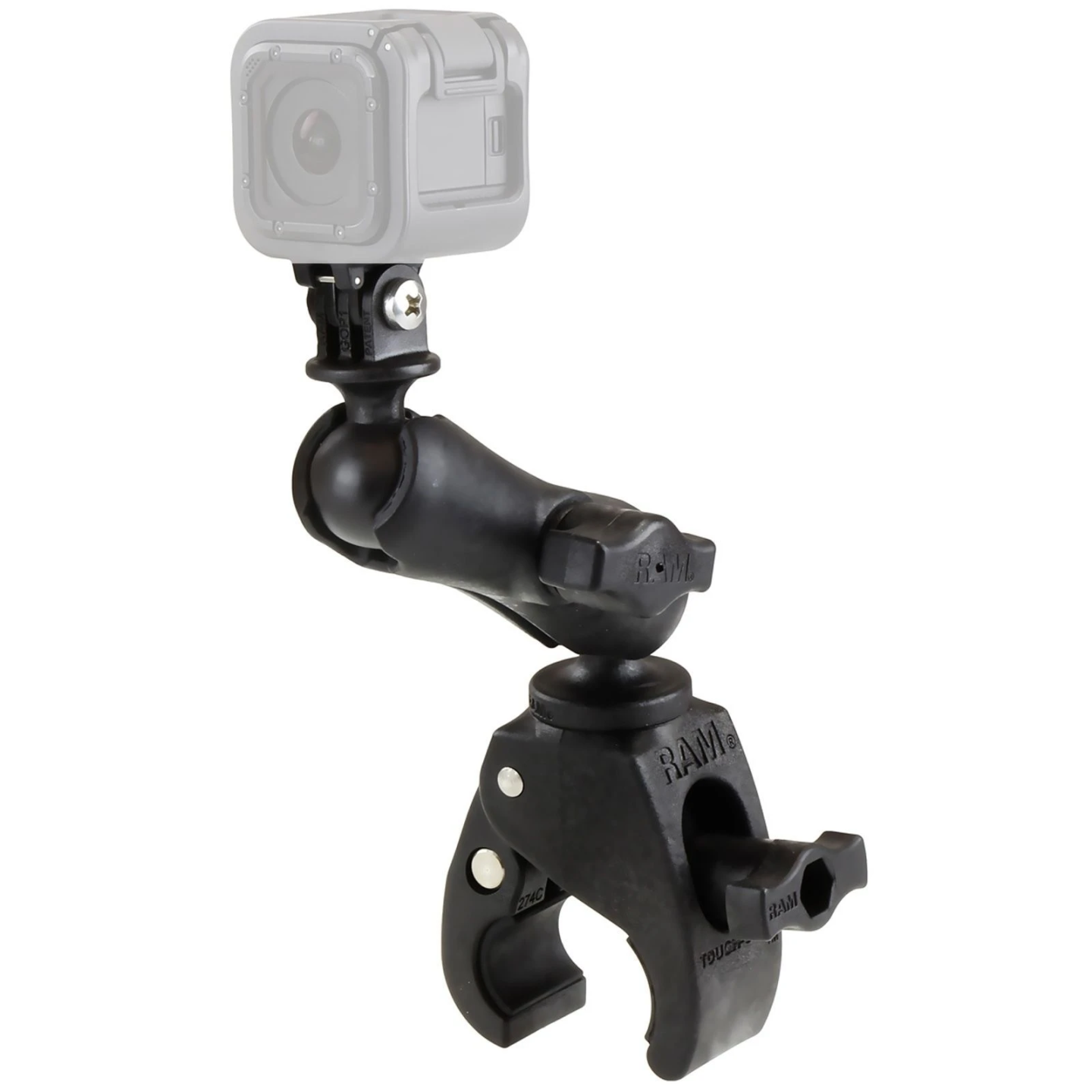 Tough-Claw Kamerahalterung GoPro -  (1 Zoll), Tough-Claw klein (Durchmesser 15,9-29,0 mm), Verbindungsarm (ca. 90 mm)