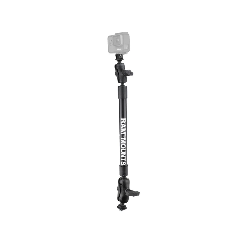 GoPro-Set für Tough-Track Schienen - Set mit T-Slot, 12 Zoll Kunststoff-Stab, 2 kurze Verbindungsarme, GoPro-Adapter