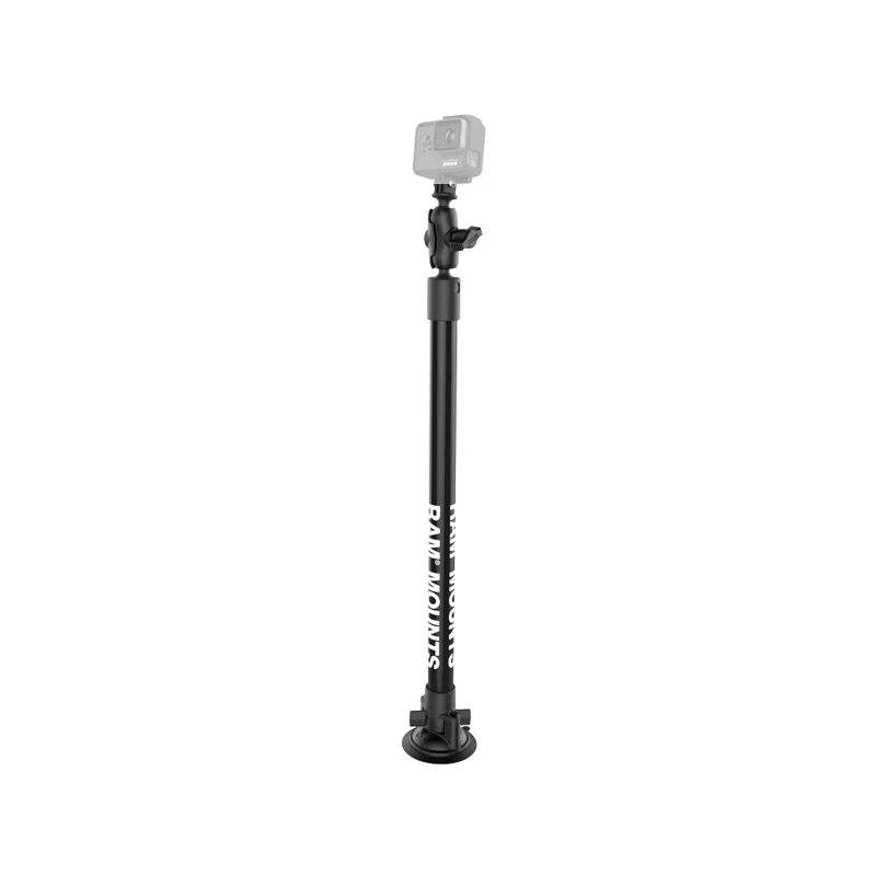 Stand-Saugfuss mit GoPro-Adapter - Saugfuss, Kunststoffrohr (ca. 450 mm), kurzer Verbindungsarm, GoPro-Adapter,  (1 Zoll)