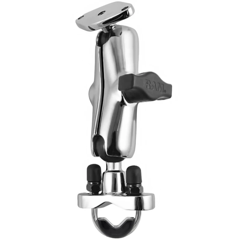 Chrome set - clamp, centre connecting arm, Diamond base plate (trapezoid), (1 inch)