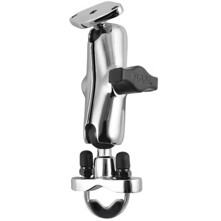 Chrome set - clamp, centre connecting arm, Diamond base plate (trapezoid), (1 inch)