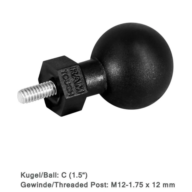 Tough-Ball mit M12-1,75 x 12 mm Gewindestift -  (1,5 Zoll)