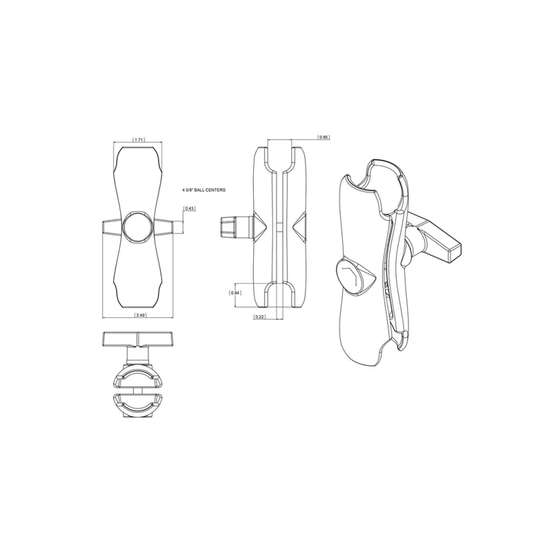 Tough-Ball mit M8-1,25 Zoll x 8 mm Gewindestift -  (1 Zoll)